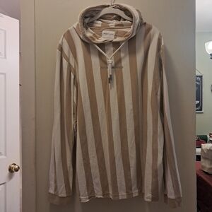 Denim & Flower Tan and White Striped Hoodie, Like New.